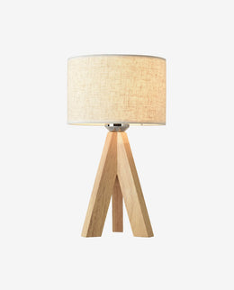 Wooden Base Table Lamp with Fabric Shade Design