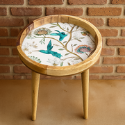 Kingfisher Sapphire Glow Table | Handmade Mango Wood Accent Table | Luxury Home Décor