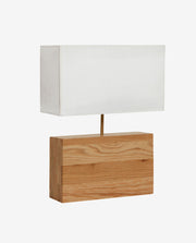 Wooden Base Table Lamp with Fabric Shade Design
