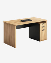 Wooden Office Desk with Drawers Open Storage