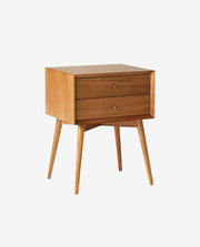 Solid Wood Bedside Table with Two Storage Drawers
