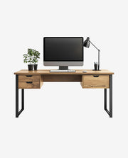 Wooden Office Desk with Drawers Open Storage