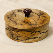 Handcrafted Wooden Casserole – Seasoned Mango Wood Natural Crackled Finish