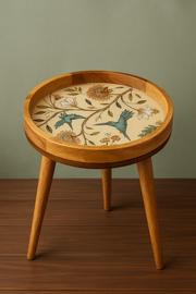 Kingfisher Sapphire Glow Table | Handmade Mango Wood Accent Table | Luxury Home Décor