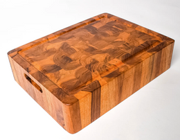 Premium Teak End Grain Cutting Board – Extra Thick Butcher Block (16″ × 12″ × 4″)