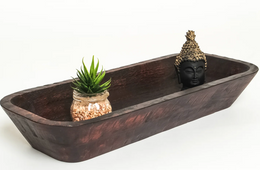 Rustic Handcrafted Wooden Dough Bowl – Decorative Centerpiece 20 × 8 × 3 Inch