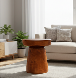Rustic Mango Wood Side Table – Compact Handmade Accent Table