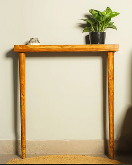 Solid Wood Console Table 29.5″ – Handcrafted Entryway Hallway Table with Conical Legs, Natural Finish