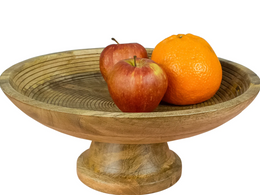 Stylish Wooden Pedestal Bowl – Handcrafted Solid Wood Centerpiece with Elevated Base (Brown)