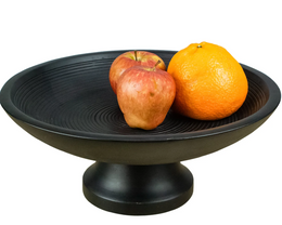 Stylish Wooden Pedestal Bowl – Handcrafted Solid Wood Centerpiece with Elevated Base (Black)