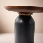 Hand made Accent Side Table Natural Black Polished Round Coffee Table