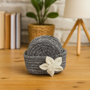 Natural Jute Coasters with White Flower Handmade Set of 6