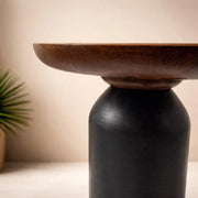 Hand made Accent Side Table Natural Black Polished Round Coffee Table