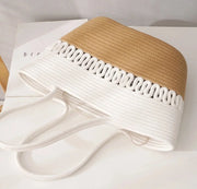 Large Straw Beach Bag Hand Woven Basket Tote Summer Jute Bag