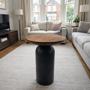 Hand made Accent Side Table Natural Black Polished Round Coffee Table