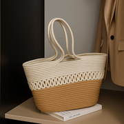 Large Straw Beach Bag Hand Woven Basket Tote Summer Jute Bag