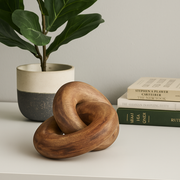 Hand-Carved Mango Wood Decorative Knot & Chain – Artful Wooden Ornament for Home & Office