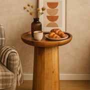 Natural Mango Wood Round Accent Table