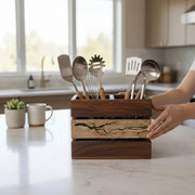 Artisan Wooden Utensil Holder cum Desk Organizer