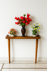 Solid Wood Entryway Table 29.5″ – Handcrafted with Conical Legs, Natural Finish