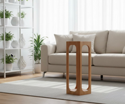 Wooden Round Coffee Pedestal Table – Compact Drink / Side Table